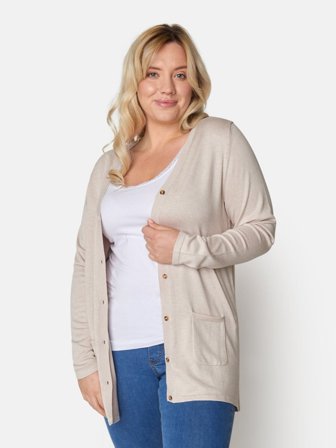 CISO - Langærmet Cardigan - Sand - Lommer