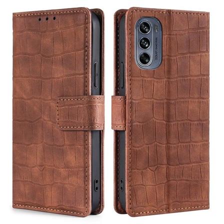 Læderetui med Krokodille Tekstur til Motorola Moto G62 5g - Brun Brown