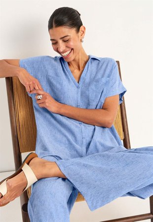 Cellbes of Sweden - Tunika i viskose- og linnedblanding i blåmeleret til damer i størrelse 54/56