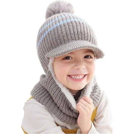 Baby Beanie Scarf Set Vinter Varm Beanie Hat Strikket Halsvarmer