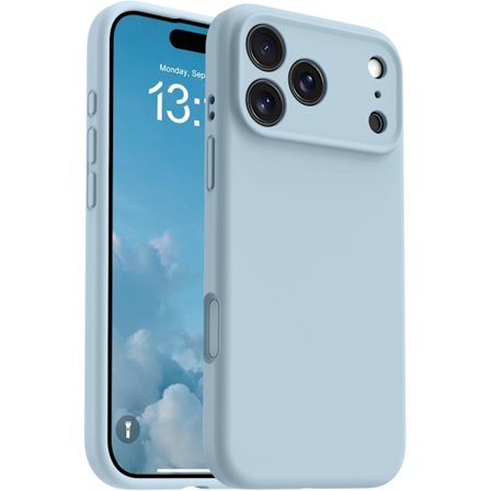 17-tums telefonfodral, kompatibelt med Magsafe Ultratunt fodral, mjukt flytande silikon stötsäkert skal (Babyblå, iPhone 17 Air)