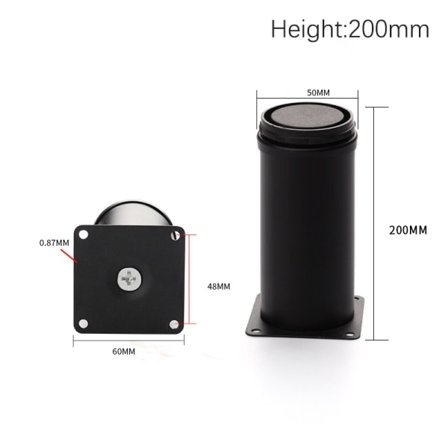 IC Justerbara, runda möbelben i rostfritt stål Skåp Bord S Black 200MM