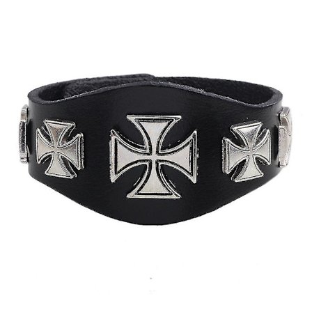 Nitar Punk Läderarmband Med Antik Romerskt Kors