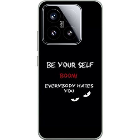 Kompatibel Mobilcover til Xiaomi 15 Mørk minimalistisk tekstillustration med ironisk budskab og truende øjne i sort kontrast