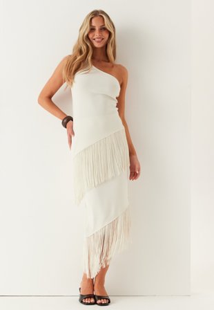 BUBBLEROOM - Fringe Skirt - Cream