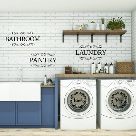 5 ark/set tvätt torr vägg dekaler tvättstuga dekor vinyl väggdekor