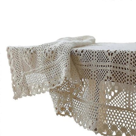 Amerikansk Pastoral Vintage Rund Bordsduk Handgjord Virkad Ihålig Spets Fransar Toppar Bröllop Matbordsskydd H Beige 85*85cm