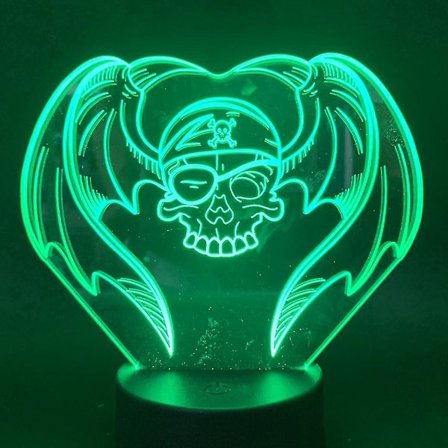 Halloween 3d Led Night Light Wings Skull