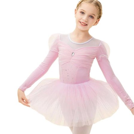 Barneballetdrakt med lange ermer og tyllskjørt