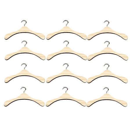 12 stk. Mini Dukke Skab Bøjle Træ Dukke Tøj Bøjler Dukke Tøjstativ