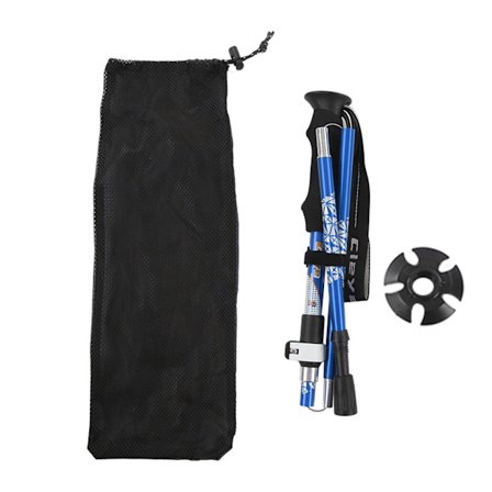 Vaellussauvat Taitettavat 5 Osassa Kannettavat Alumiiniset Vaellussauvat Vaellukseen Leirintään Kiipeilyyn Sininen