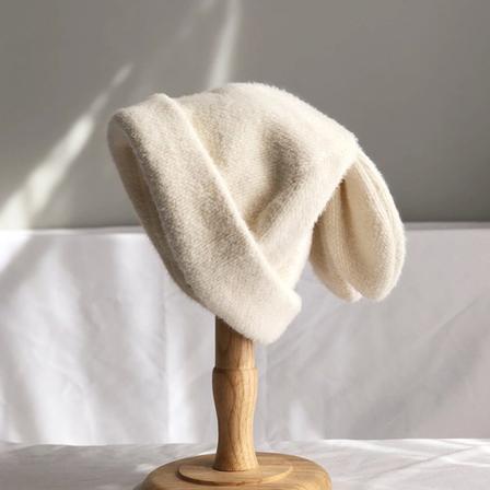 Drapering Öron Päls Mössa Kvinnor Höst Och Vinter Stickad Ull Mössa