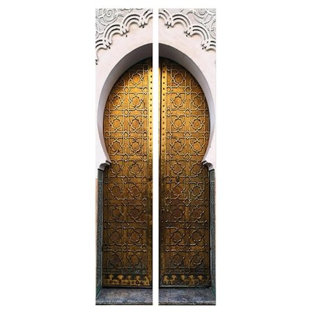 Mellemøstlig stil 3D dørklistermærker Vandtæt PVC Decal Peel and Stick Ramadan Indretning til Festival Hjem DIY[D]