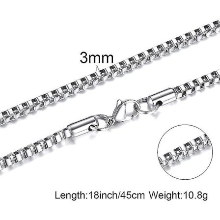 1 till 3 mm Ick rostfritt stål boxkedja halsband för män Smycken Link Choker Withi 18 till 24 tum