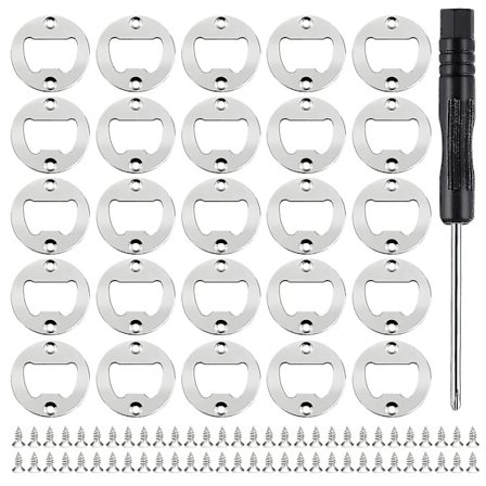 25 stk. DIY-flaskeåbnerindsatser, rustfrie indsatser + 50 skruer skruetrækker metal øl hardware dele tilbehør til harpiksform