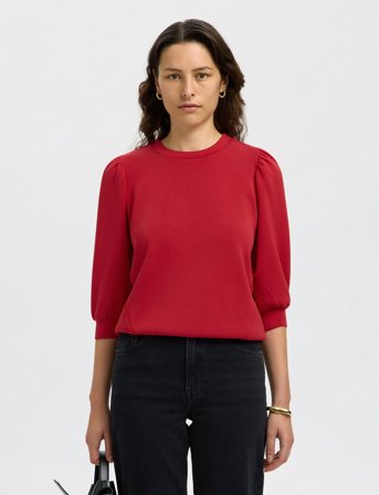 Selected Slftenny 3/4 Sweat Top Noos - Red - L