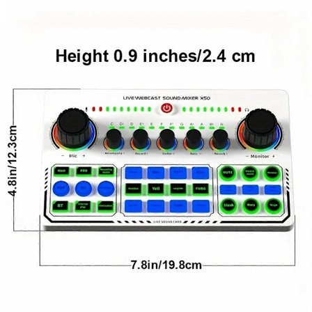 X50 Live Ljudkort Audio Mixer Inspelning Skrivbord Sång BT OTG Digital Förlustfri Överföring för Poddsändning Gaming A