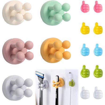 5-pak silikon selvklebende kroker, veggmontert tannbørsteholder,