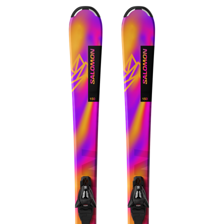 Salomon - Set di sci da sci alpino L Lux Jr M + C5 Gw J75 - Rhodamine Red / Saffron