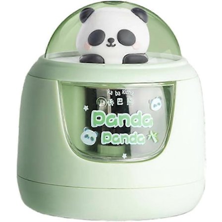 Elektrisk blyantspisser for barn, kraftig spiralformet blad, to strømmoduser, avtakbart silikondeksel (Panda) (FMY)
