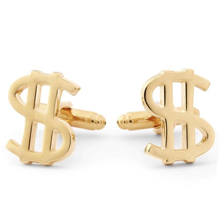 Złociste spinki do mankietów z motywem dolara dla mężczyzn