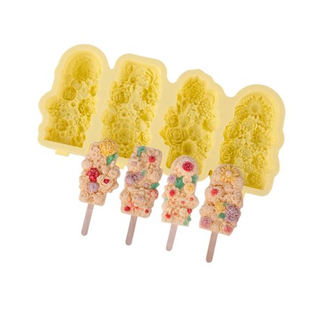 Blomsterformet silikoneform til ispinde, isform, isterningbakke, isterningfremstillingsværktøj, kage- og slikform, nem at rengøre