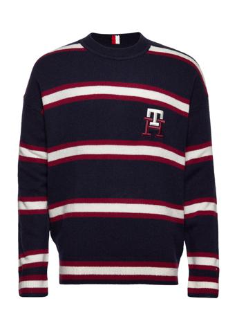 Monogram Wool Stripe Crew Neck Neulepaita Pyöreä Kaula-aukko Monivärinen/Kuvioitu Tommy Hilfiger
