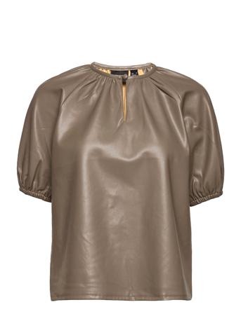 Vmsolagloria S/S Coated Top Brown Vero Moda
