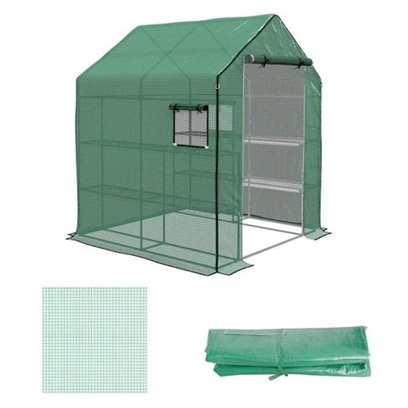 Rootz Greenhouse - Cold Frame Greenhouse - Film Greenhouse - Roll Up Doors - UV-beständig - Grön - 140cm x 143cm x 190cm