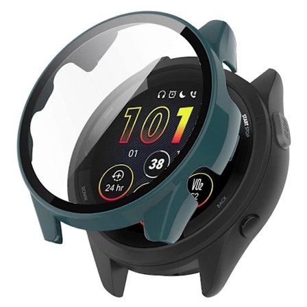 För Garmin Forerunner 265 Smart Watch PC Klockfodral med Härdat Glas Skärmskydd - Svart[HK]