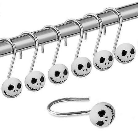 Modern design duschdraperikrok för duschen, duschdraperikrok i set om 12, vit/silver metall och plast duschring RMC