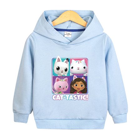 Hoodies Gabby's Dollhouse Pullover Jacka Kappa Present Ljusblå
