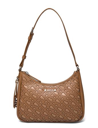 Cindy Sm Hobo-Mc Skulderveske Veske Beige BOSS*Betinget Tilbud