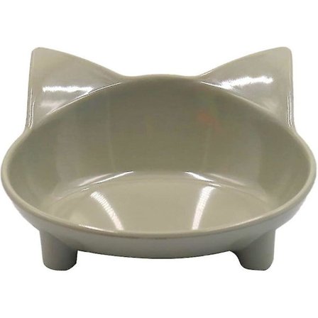 Grund katt skål platt mun katt skål kattunge katt skål halkfri vatten melamin skål grå
