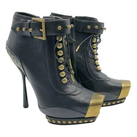 Alexander McQueen Pre-owned, Pre-owned Boots Zwart, Dames, Maat:36 EU,leer