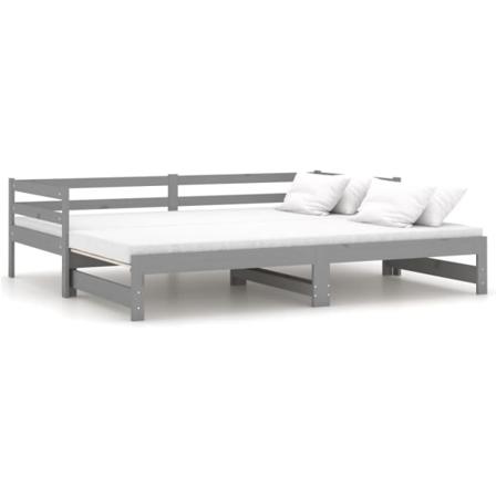Vidaxl Dagbädd Utdragbar Grå Massiv Furu 2x(90x200) Cm Grå