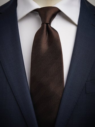John Henric Men's Brown Tie Herringbone Size 8