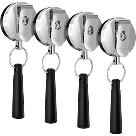 Robust Tilbagetrækkelig Pen- og Blyantsholder, Ideel Greb Til Markører Og Tømrerblyanter, Selvudtrækkende Spol, Metalclips, Strækblyantholder