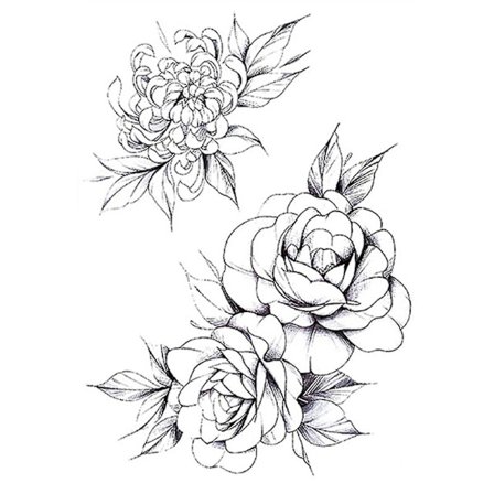 Fashion Tattoo Sticker Temporary Black Roses Design Full Flower Arm Big Fake Tattoo Sticker Body Art Decal Qinhai
