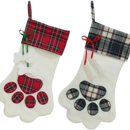 Markcur 2 stk. Nisse støvler 45 x 20 cm store Nisse sokker med hundepot KLB