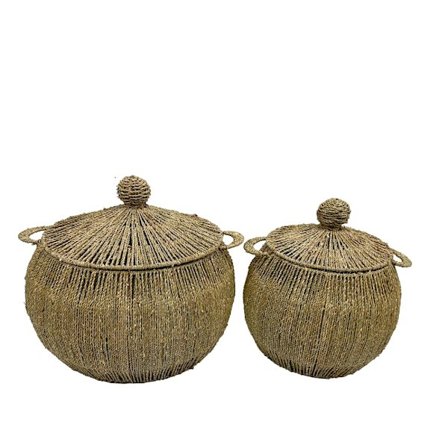 Søgræskurvesæt, 2 stk., 55x55x45 cm, Natur