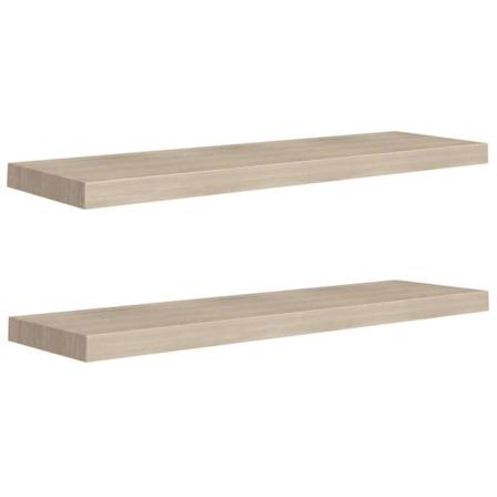 vidaXL Svävande vägghyllor 2 st ek 90x23,5x3,8 cm MDF Brun