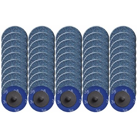 50 stk. hurtigskiftende slibeskiver, 2 tommer rullelåseskive med zirkoniumoxidbelægning til overfladeforberedelse (korn 36)