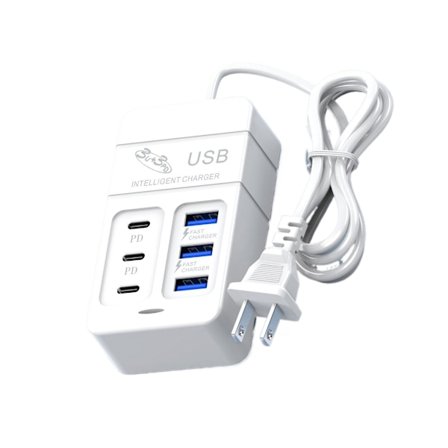 35W 6-ports lader USB og Type C lade strømkort Rask veggladeradapter