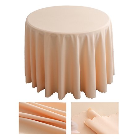 Rund polyesterduk, maskintvättbar - Ljus champagne