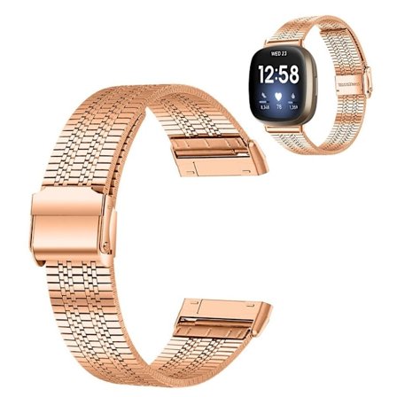 Fitbit Sense / Versa 3 utsökt klockarmband i rostfritt stål - Roséguld