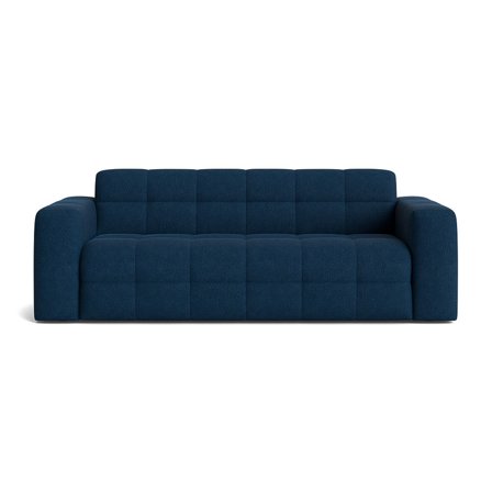 Paris 3-Sitzer-Sofa in Aragon Blau, modernes Design mit eleganter Steppung, hoher Sitzkomfort für Ihr Wohnzimmer, Abmessung Höhe 77cm.