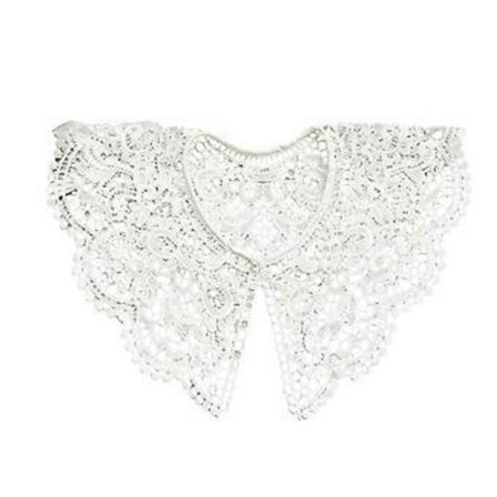 Broderad Krage Spetskrage Kvinnor Falsk Krage för Kvinnor Dickey Krage Avtagbar Krage för klänning Fusk Krage Snörning (Pärlspänne vit)