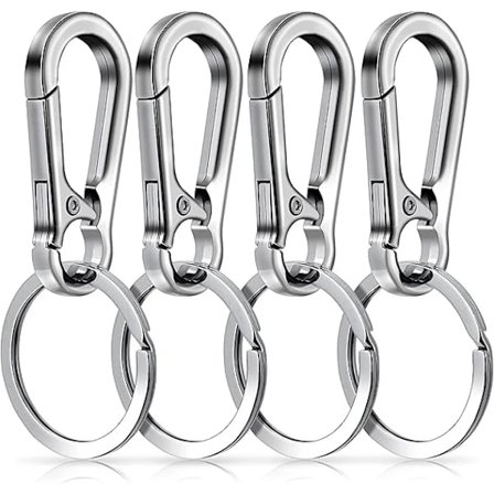 Metal Nøglering Karabinhage Nøglering Nøgle Ring Kæde Clips Krog Holder Organizer til Unisex, 4-pak, Sølv