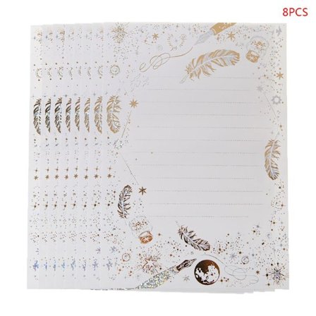 8 ark High-end Vintage Bronzing Feather Blessing Letter Paper Pad Skriver av
